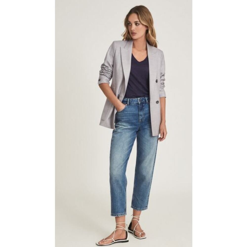 Reiss Medium Blue Elle High Rise Straight Jeans Women's 24